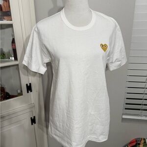 Comme des Garçons Play Gold Heart Emblem Tee Shirt